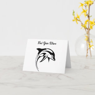 Tribal Dolphin Design Stylised Geometric Ocean Art Card