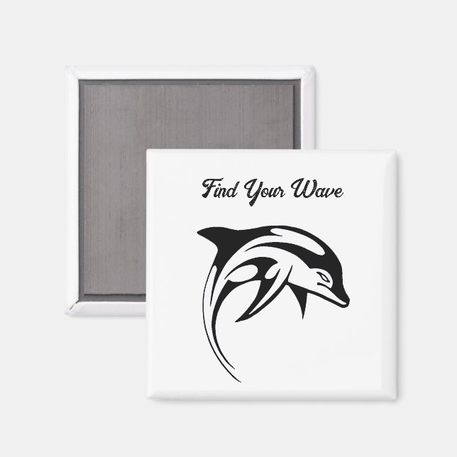 Tribal Dolphin Design Stylised Geometric Ocean Art Magnet (Front/Back)
