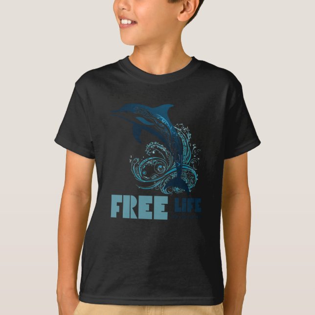 Tribal Dolphin Free Life  T-Shirt (Front)