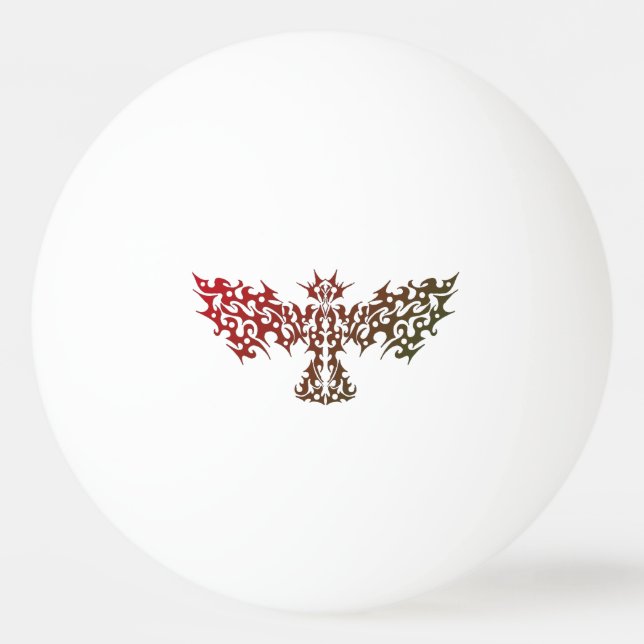 Tribal Dragon Bird Tattoo Red Ping Pong Ball (Front)