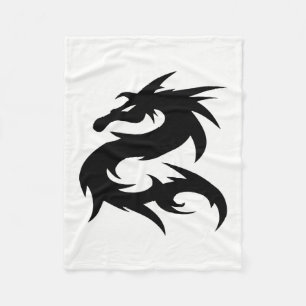 Tribal Dragon Silhouette Fleece Blanket