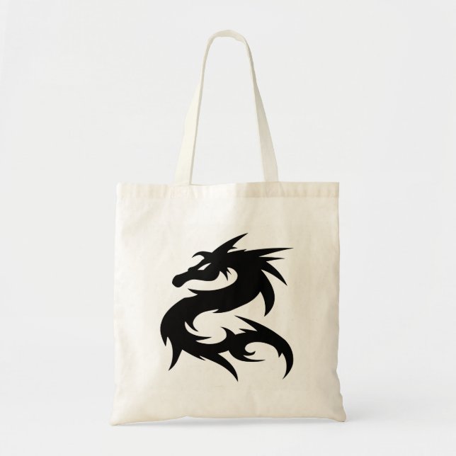 Tribal Dragon Silhouette Tote Bag (Front)