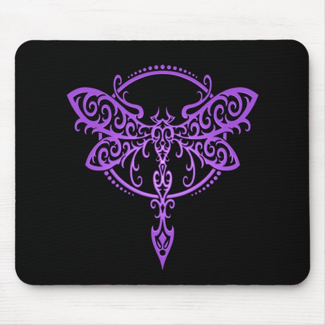 Tribal Dragonfly – purple & black Mouse Pad (Front)