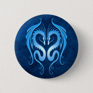 Tribal Dragons, blue 6 Cm Round Badge
