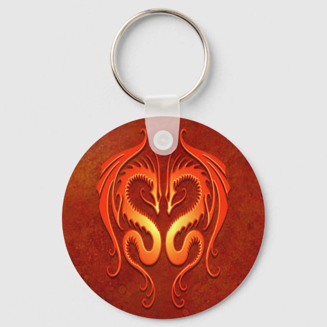 Tribal Dragons, red Key Ring (Front)