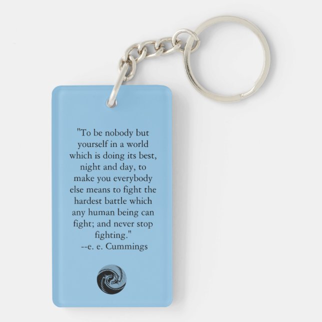 Tribal Dragons Yin Yang - ee Cummings Quote Key Ring (Back)