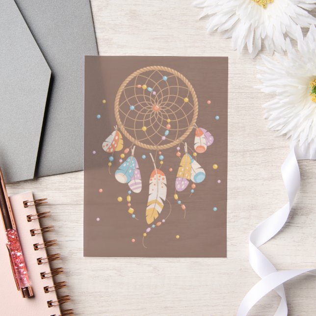 Tribal Dreamcatcher Boho Baby Brown Insert Vellum Invitations (Wedding)