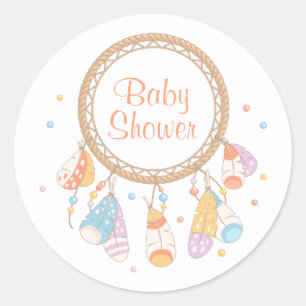 Tribal Dreamcatcher Boho Baby Shower Classic Round Sticker