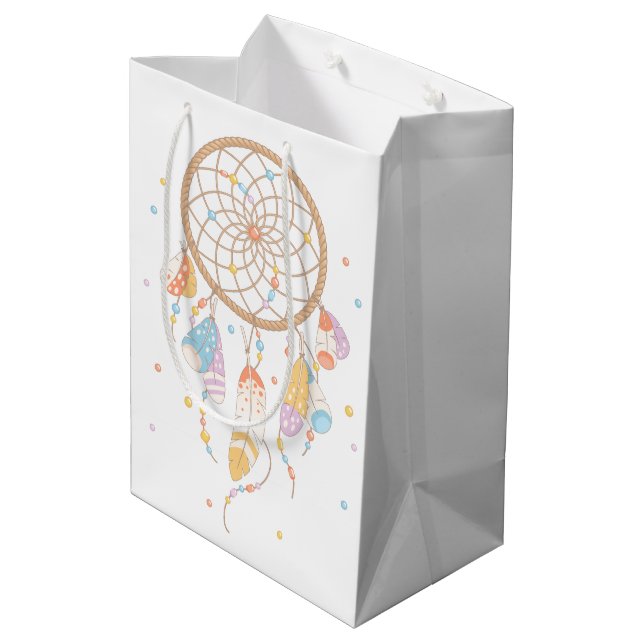 Tribal Dreamcatcher Boho Baby Shower Medium Gift Bag (Back Angled)