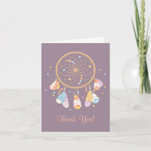 Tribal Dreamcatcher Boho Baby Shower Thank You 3 Card