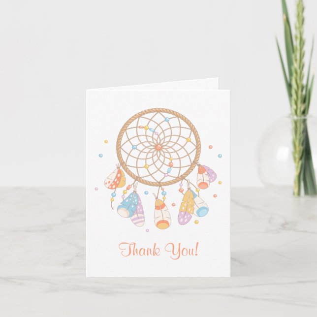 Tribal Dreamcatcher Boho Baby Shower Thank You 88 Card (Front)