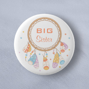 Tribal Dreamcatcher Boho Big Sister 6 Cm Round Badge