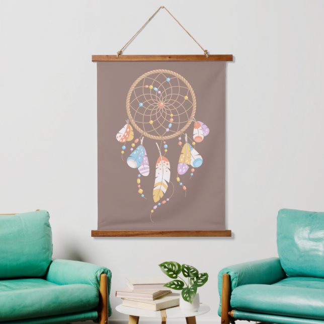 Tribal Dreamcatcher Boho Brown Hanging Tapestry (Living Room)