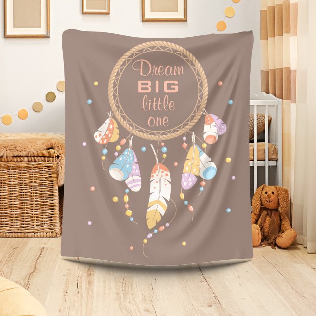 Tribal Dreamcatcher Boho Brown Quote Fleece Blanket (Creator Uploaded)