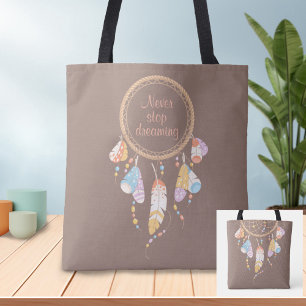Tribal Dreamcatcher Boho Brown Quote Tote Bag