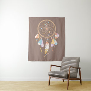 Tribal Dreamcatcher Boho Brown Tapestry