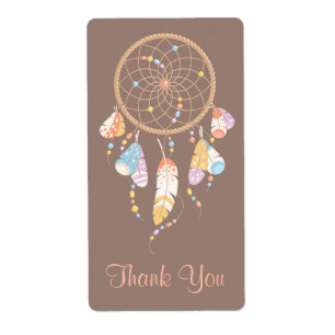 Tribal Dreamcatcher Boho Brown Thank You