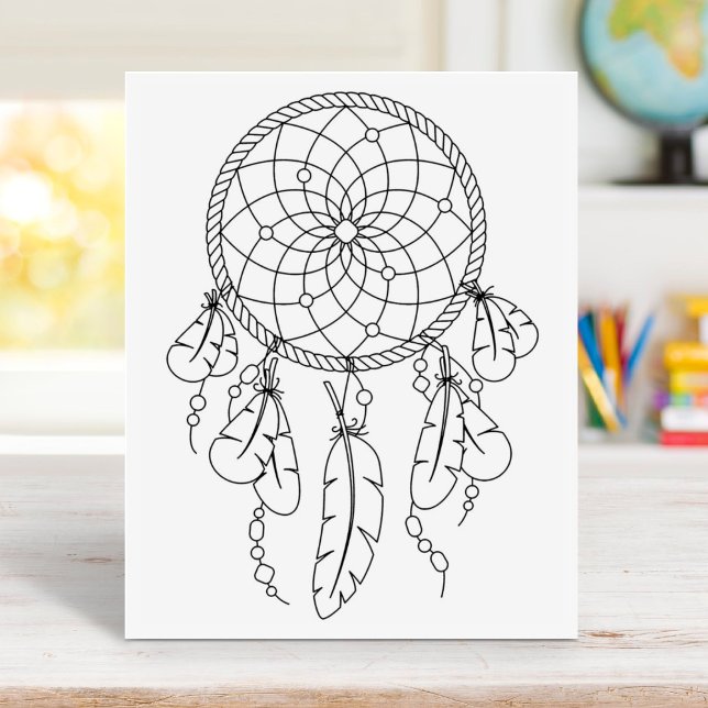 Tribal Dreamcatcher Boho Colouring Page Rubber Stamp (Creator Uploaded)