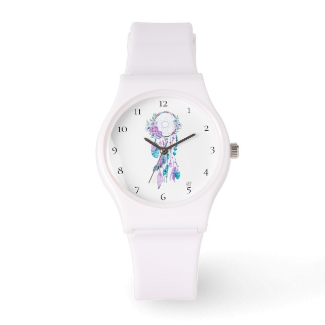 *~* Tribal Dreamcatcher Boho Flowers Bead Feather Watch (Front)