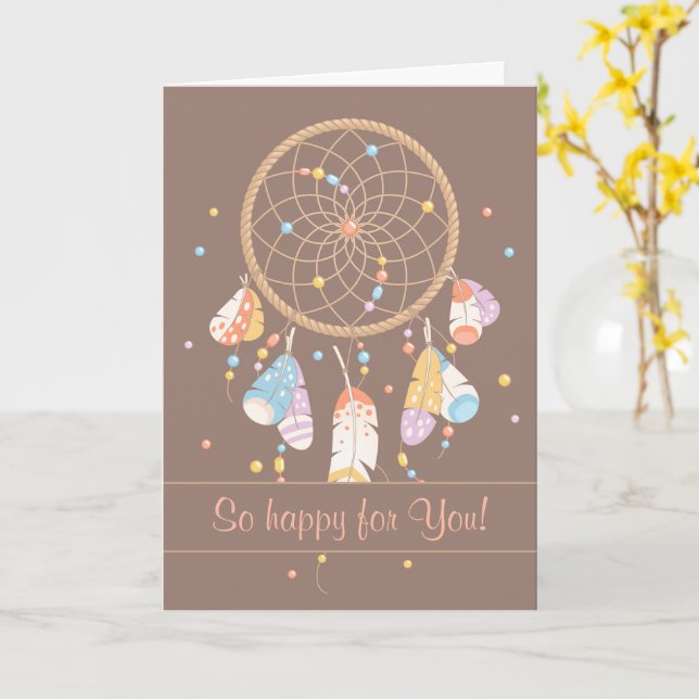 Tribal Dreamcatcher Boho Having Baby Brown 2 Card (Yellow Flower)