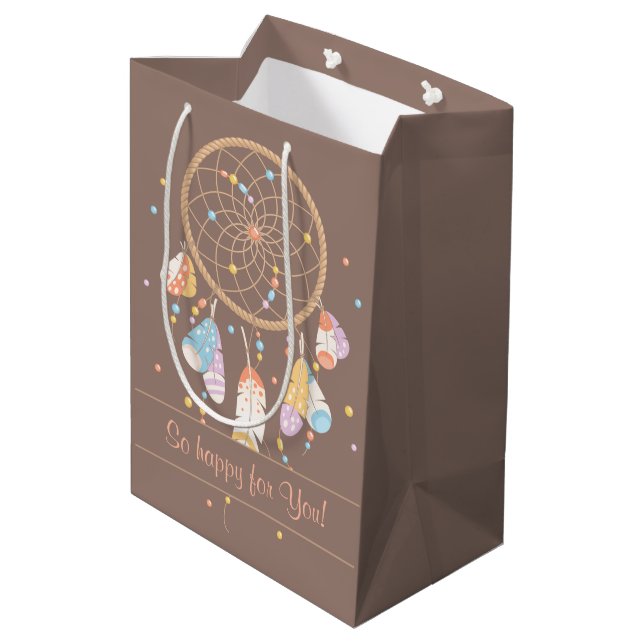 Tribal Dreamcatcher Boho Having Baby Brown Medium Gift Bag (Back Angled)
