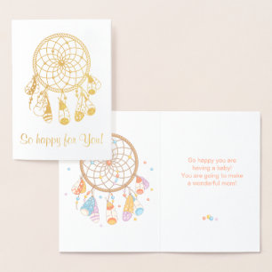 Tribal Dreamcatcher Boho Having Baby Foil Card
