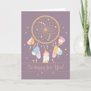 Tribal Dreamcatcher Boho Having Baby Purple 2 Card