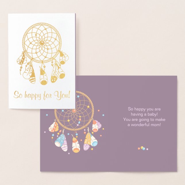 Tribal Dreamcatcher Boho Having Baby Purple Foil Card (Display)
