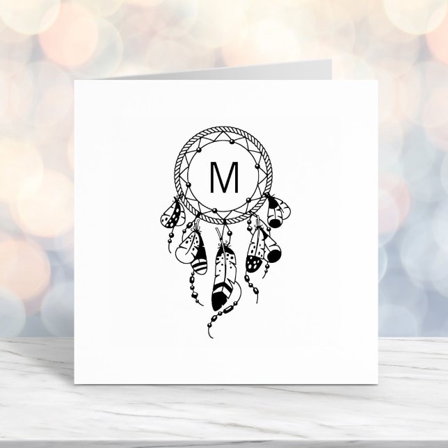 Tribal Dreamcatcher Boho Monogram Self-inking Stamp (Creator Uploaded)