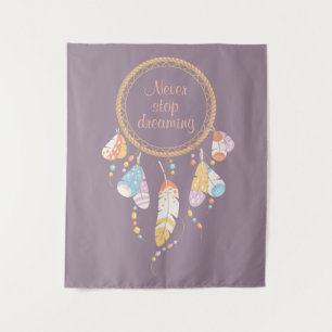 Tribal Dreamcatcher Boho Quote Purple Tapestry