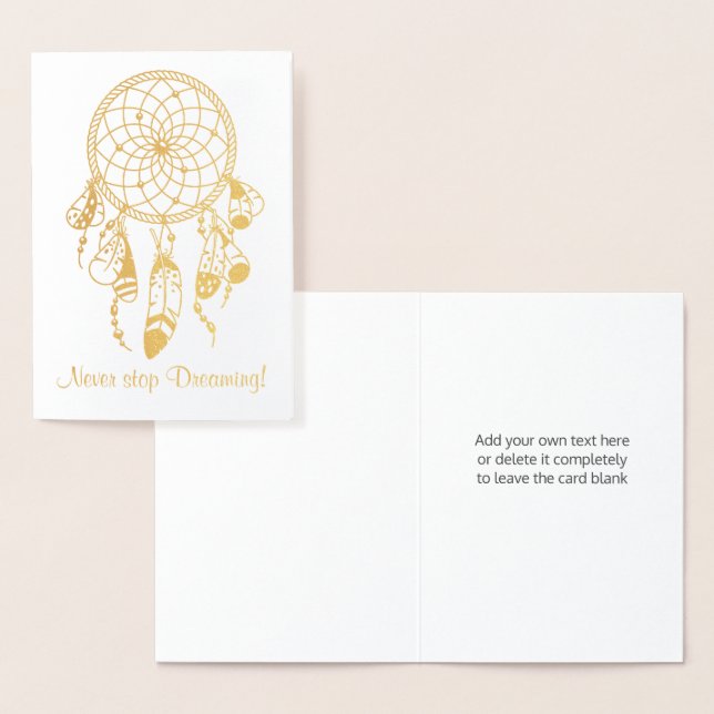 Tribal Dreamcatcher Never Stop Dreaming Quote Foil Card (Display)