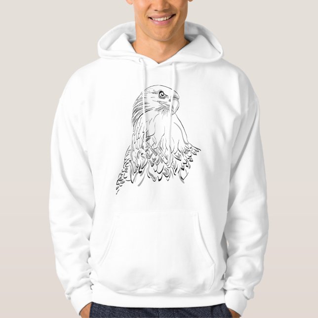 Tribal Eagle in Flight – Bold Black Silhouette  Hoodie (Front)