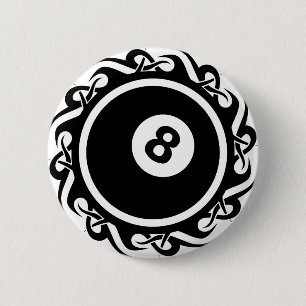 tribal eightball 6 cm round badge
