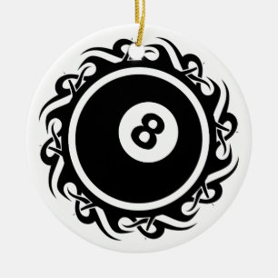 tribal eightball ceramic tree decoration