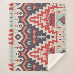 Tribal Elegance: Geometric Ethnic Print Sherpa Blanket