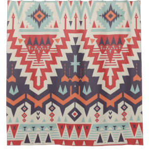 Tribal Elegance: Geometric Ethnic Print Shower Curtain