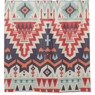 Tribal Elegance: Geometric Ethnic Print Shower Curtain