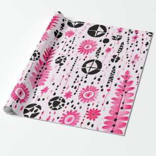 Tribal Elegance: Pink, Black, and White Wrapping Paper