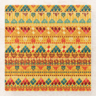 Tribal elements, versatile seamless pattern. glass coaster