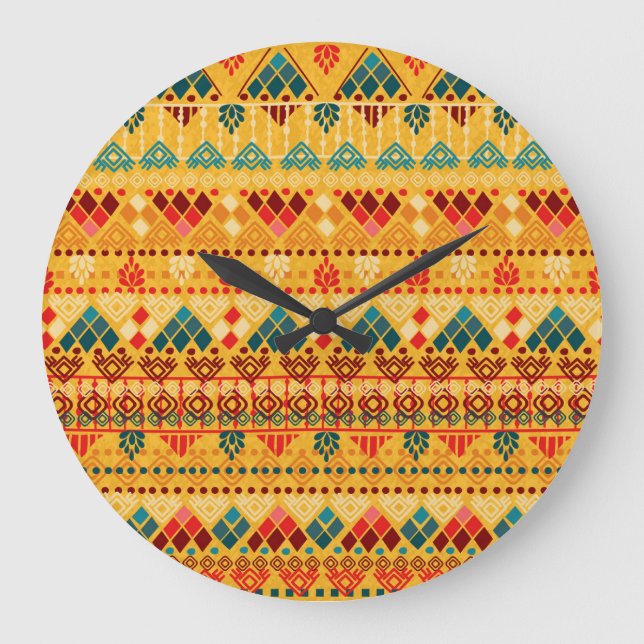 Tribal elements, versatile seamless pattern. large clock (Front)