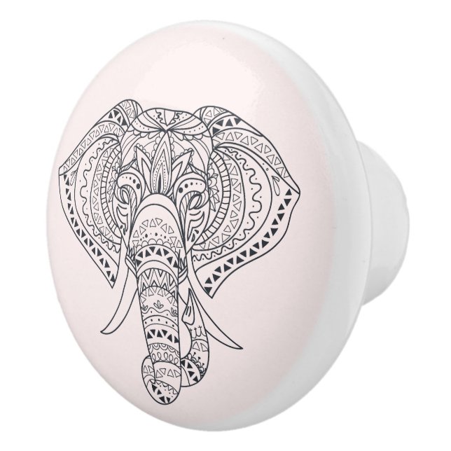 Tribal elephant art design ceramic knob (Right)