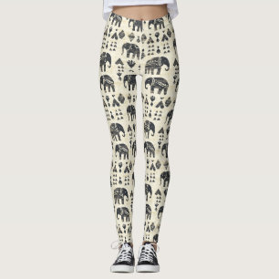 Tribal Elephant Boho Pattern (1) Leggings