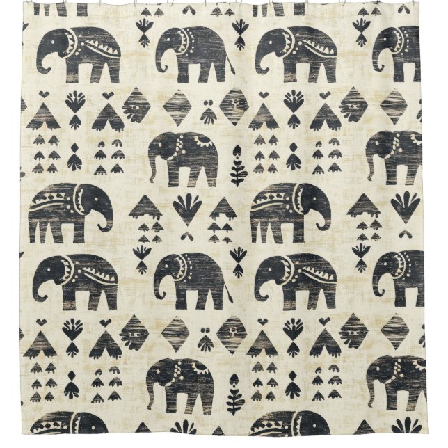 Tribal Elephant Boho Pattern (1) Shower Curtain (Front)