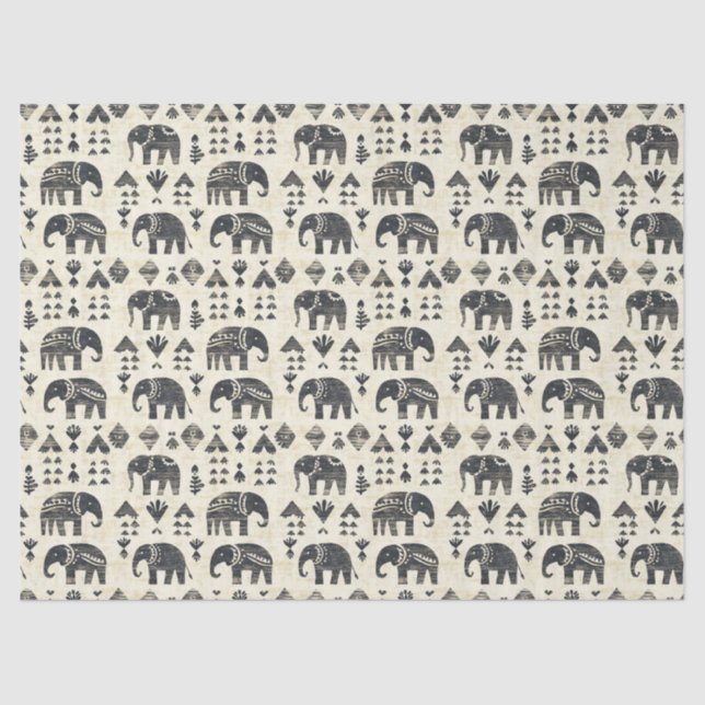Tribal Elephant Boho Pattern (1) Tissue Paper (Front)