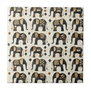 Tribal Elephant Boho Pattern (2) Tile