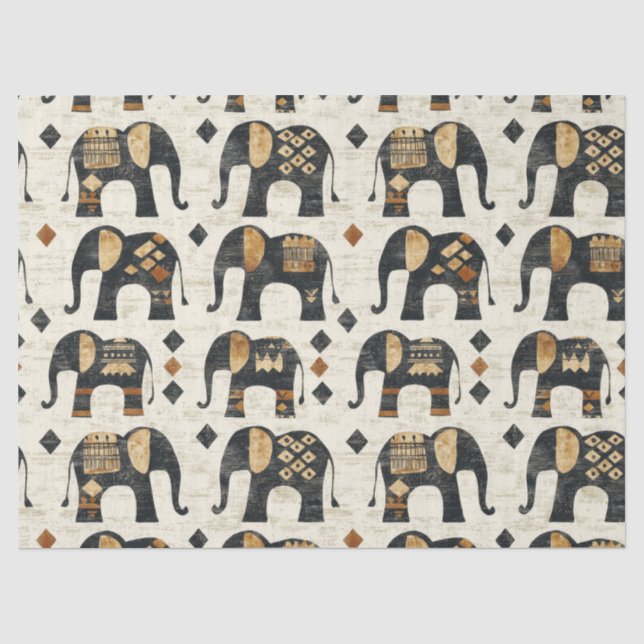 Tribal Elephant Boho Pattern (2) Tissue Paper (Front)