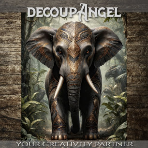 Tribal Elephant - Decoupage -  Tissue Paper