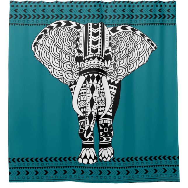 Tribal Elephant Shower Curtain (Front)