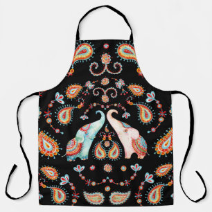 Tribal Elephant: Watercolor Paisley Pattern. Apron