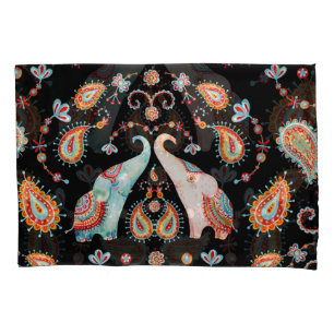Tribal Elephant: Watercolor Paisley Pattern. Pillowcase